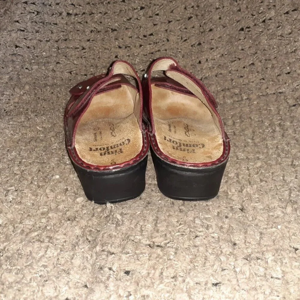 FINN COMFORT-Red Patent Leather Rhinestone Slides-Sz 5D-7 US-Excellent - Picture 5 of 7